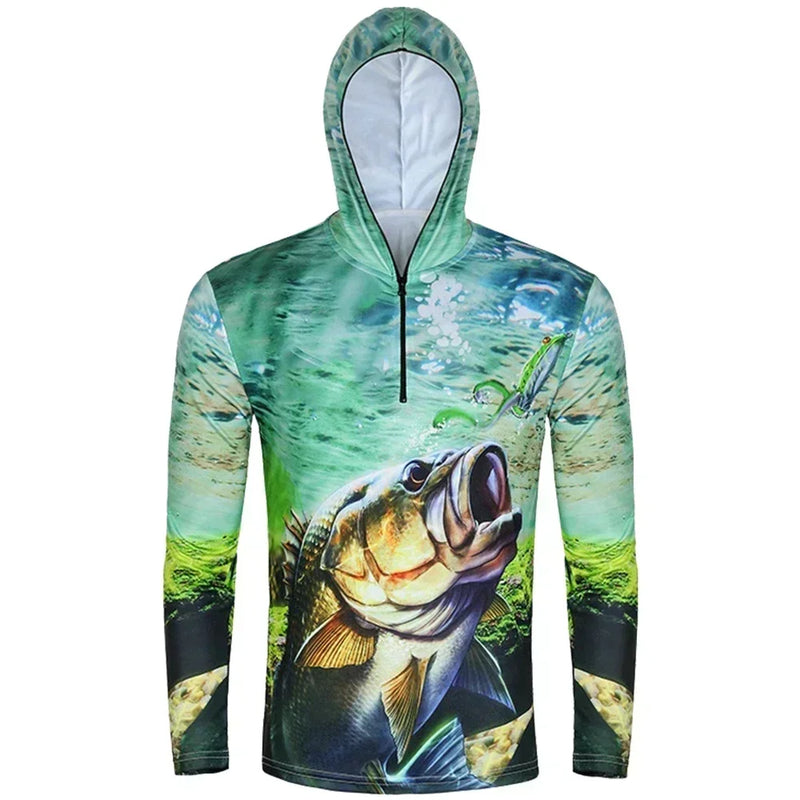 Camisa de pesca com proteção UV - Com Capuz